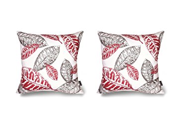 Phantoscope® New Living Red&Brown Decorative Throw Pillow Case Cushion Cover Leaf-RB Set of 2