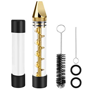 Glass Tube Kit for Herbs and Spices with 2 x Glass bottle 4 x O-Rings 3 x Rubber Caps 2 x Cleaning Brush 1 x Packing Box (Gold)