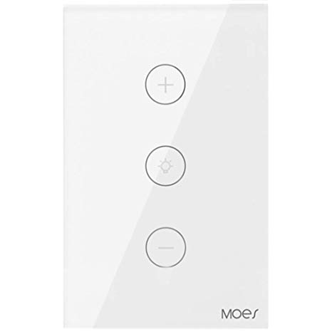 MOES WiFi Smart Dimmer Light Switch Glass Touch Panel Wireless Remote Control Anywhere Compatible with Alexa and Google Assistant Timing Function No Hub Required