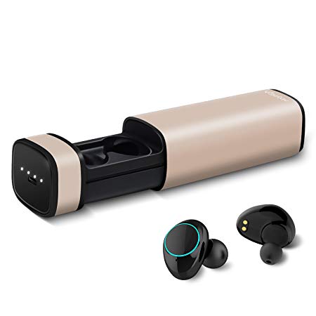 True Wireless Earbuds, MRS LONG X9 Bluetooth Earbuds (Bluetooth V4.2) HD Stereo Mini Wireless Bluetooth Headphones with Built-in Mic and Magnetic Portable Charging Case for iPhone and Android（Gold）