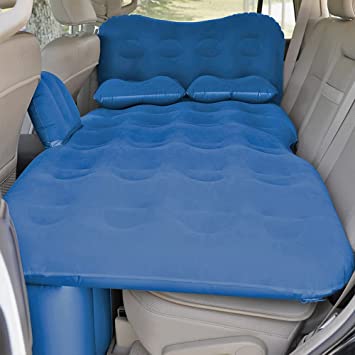 SAYGOGO Inflatable Car Air Mattress Travel Bed - Thickened Car Camping Bed Sleeping Pad with Car Air Pump 2 Pillows for Car Tent SUV Sedan Pickup Back Seat