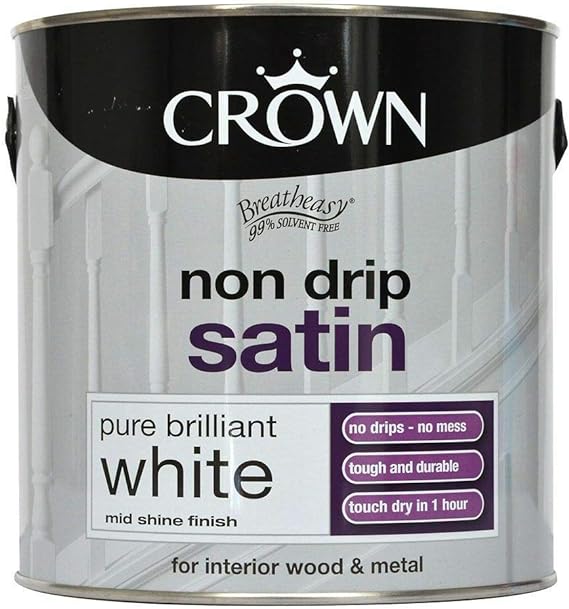 Crown 2.5L White Non Drip Satin Paint