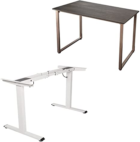 TOPSKY Dual Motor Electric Adjustable Standing Computer Desk White Frame with 47.2’’x23.6’’ Espresso Gray Desk