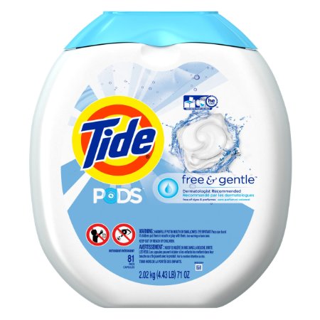 Tide Pods He Turbo Laundry Detergent Pacs Tub, Free and Gentle, 81 Count