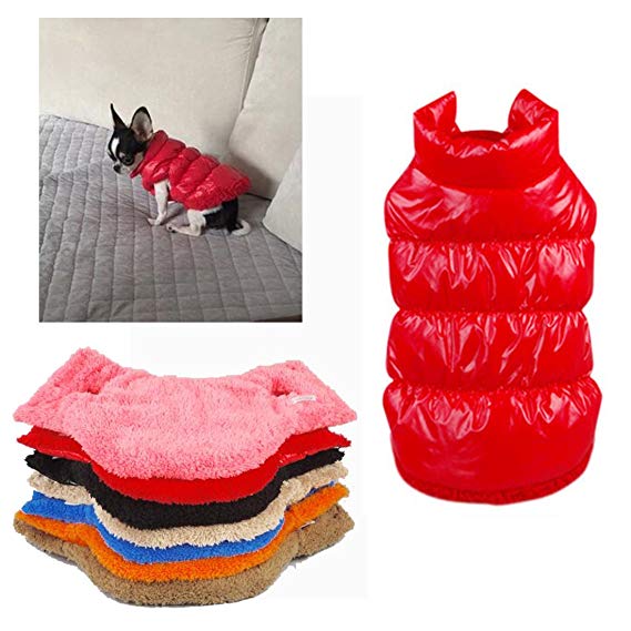 Rantow Autumn Winter Pet Dog Cat Clothes Warm Down Coat, 7 Colors Classic Pet Outwear Down Jacket for Teddy, Yorkshire Terrier, Chihuahua, Pomeranian (M, Red)