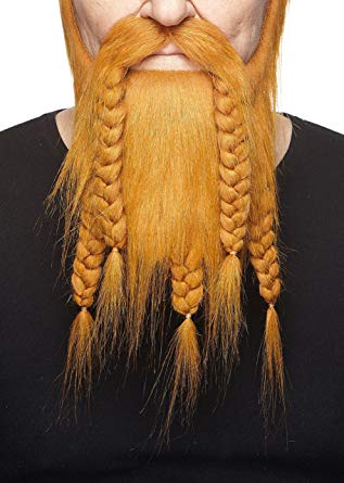 Mustaches Self Adhesive, Novelty, Viking Dwarf Fake Beard, False Facial Hair, Costume Accessory for Adults
