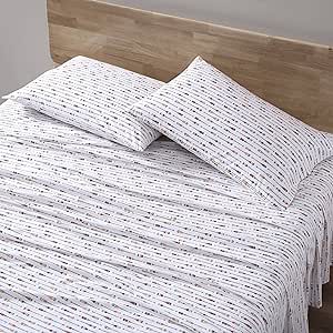 Eddie Bauer - Twin Sheets, Cotton Percale Bedding Set, Crisp & Cool Home Decor (Canoe Lake Paddle, 3 pcs, Twin)