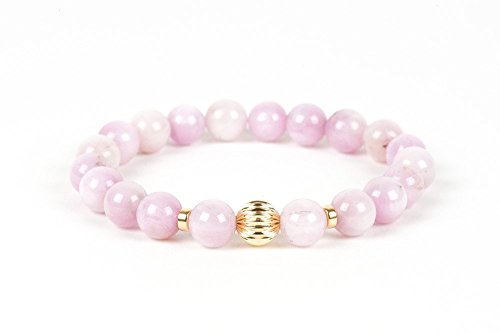 Genuine Kunzite Bracelet, Pink Gemstone Stretch Bracelet