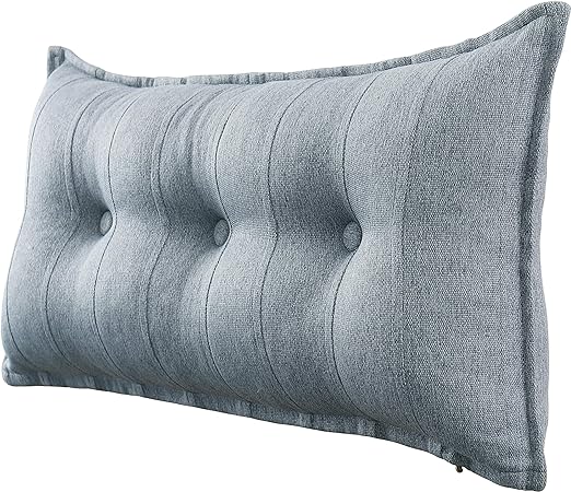 WOWMAX Modern Polyester Linen Blend Grey Twin Rectangular Headboard Pillow for Reading in Bed