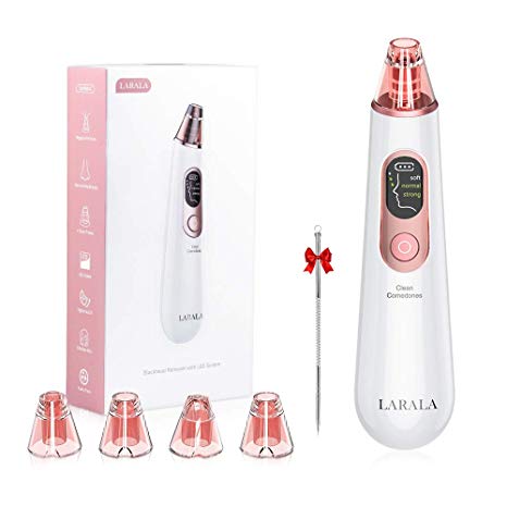 Blackhead Remover, Blackhead Remover Vacuum, LARALA Acne/Blackhead Suction Facial Cleaner with 4 Multi-functional Probes and 3 Adjustable Suction Level for All Skin Types