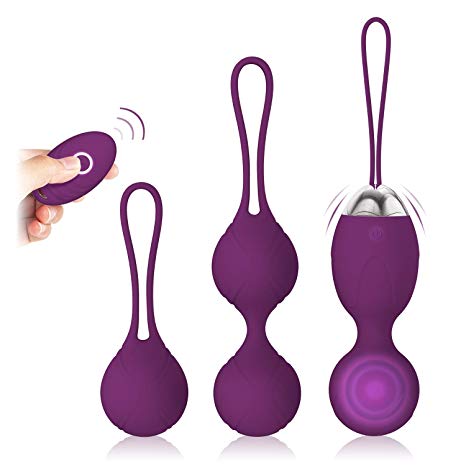 Acvioo 2 in 1 Kegel Exercise Weights & Massage Ball Ben Wa Balls Sets for Women & Silicone - Doctor Recommended for Bladder Control & Pelvic Floor Exercises（Purple）