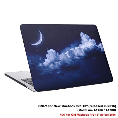 COSMOS Rubberized Plastic Hard Shell Cover Case for New MacBook Pro 13 inches (Model: A1706 & A1708, Released in 2016) (Night Sky Pattern)