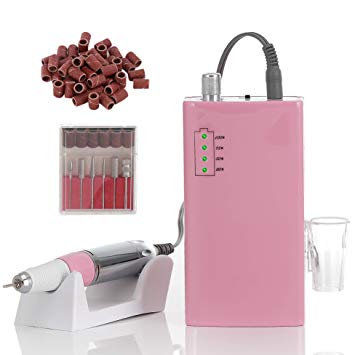 Miss Sweet Portable Nail Drill Machine Rechargeable Electric Nail File for Acrylic RPM30000 (Pink)