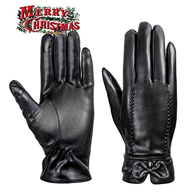 MEZETIHE Women Winter Waterproof Leather Gloves for Driving Texting Touch Screen Gloves