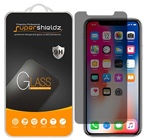 Supershieldz for Apple iPhone X Privacy Anti-Spy Tempered Glass Screen Protector, Anti-Scratch, Anti-Fingerprint, Bubble Free, Lifetime Replacement Warranty