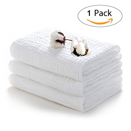 Yoofoss Baby Bath Towels, 1 Pack Organic Cotton Face Towel, Super Soft and Warm Newborn Muslin Washcloth Also for Baby Blanket - 41"x41"
