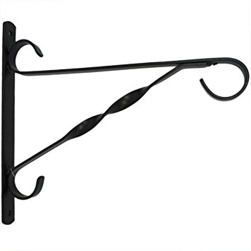 Amagabeli 10" X 9" Black Wrought Garden Bracket - Wall Hook for Hanging Flower Pot Planter Hook Hanger for Wind Chime Bird Feeder Pole Lantern Hanger Hanging Planter Wall Bracket Plant Stand