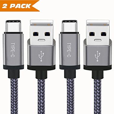 USB C cable (2-Pack) Samcable nylon braided long cable USB Type A to C fast charger for Macbook, LG G6 V20 G5, Google Pixel, Nexus 6P 5X, Nintendo switch, Samsung Galaxy S8