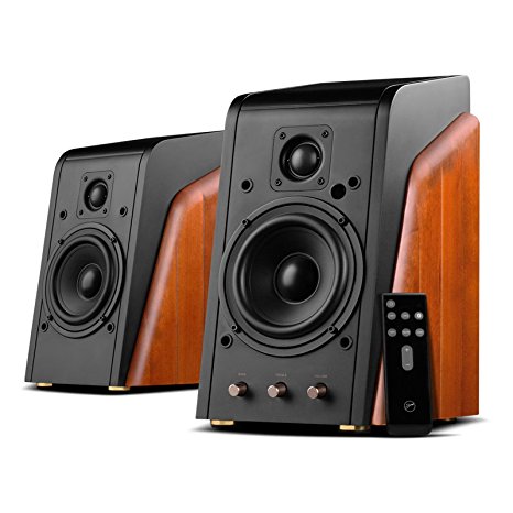 Swan Speakers - M200MKIII  - Powered 2.0 Bluetooth Bookshelf Speakers - HiFi speakers - 1.1'' Dome Tweeters - 5.25'' Midbass Drivers - Solid Wood Cabinet - Highly Detailed Playback of Vocals - 120W