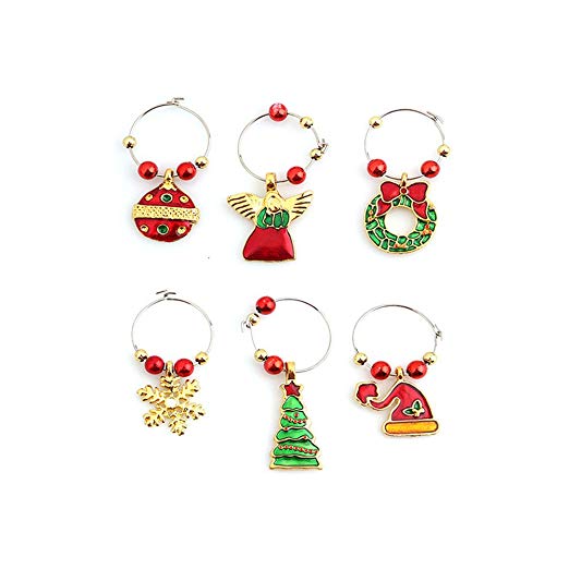 Lalang Handmade Christmas Characters Wine Glass Charms Table decorations (gold)
