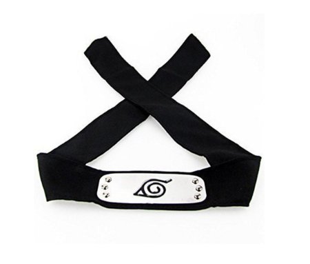 xcoser Naruto Headband Leaf Village Metal Plated Cosplay Accessories silver black, 7.3inches