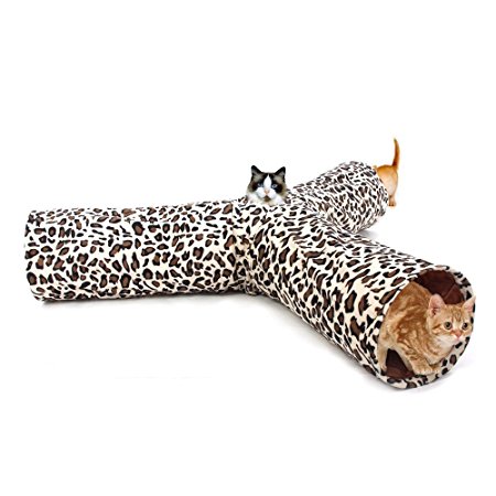 PAWZ Road Leopard Print Cat Tunnel Crinkly Sounds 3 Ways Fun Tunnel Collapsible
