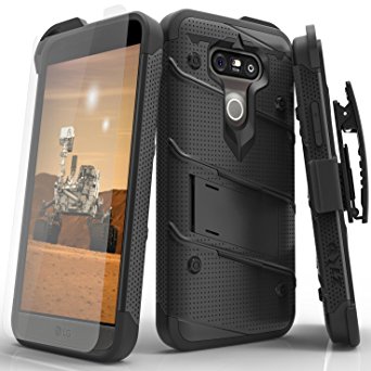 LG G5 Case, Zizo [Bolt Series] with [LG G5 Screen Protector Clear] Kickstand [Military Grade Drop Tested] Holster Belt Clip - LG G5