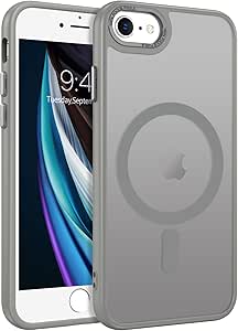 BENTOBEN Magnetic for iPhone SE Case, iPhone SE 2022/3rd/2020/2nd gen iPhone 8/7 Phone Case 4.7", [Compatible with Magsafe] Translucent Matte Slim Fit Shockproof Women Men Protective Cases Cover, Grey