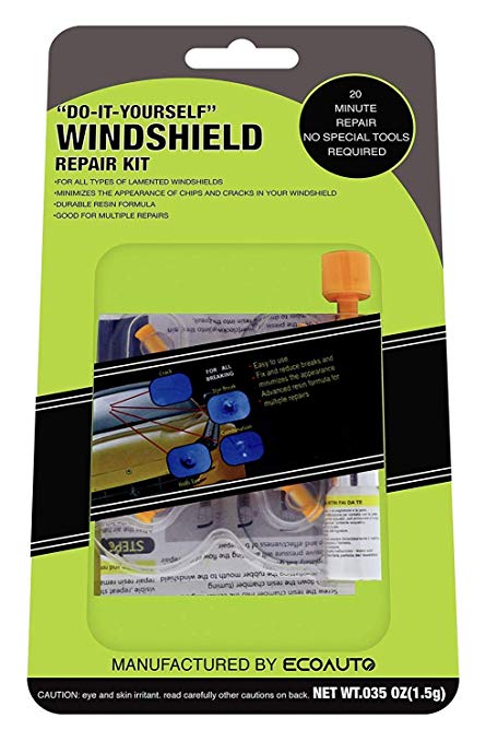 EcoAuto Windshield Repair Tool Kit to Fix Auto Broken Glass - Professional Large Crack Repair Tool Kit for Crack or Small Chip Scratch
