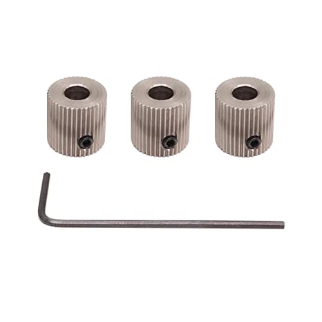 WINSINN 3D Printer Drive Gear, Compatible with Prusa i3 Ender 3 Anet A8 MK8 Hotend Extruder Feed - 40 Tooth 5mm Bore Stainless Steel (Pack of 3Pcs)