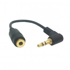CY 90 degree right angled 3.5mm 3poles Audio Stereo Male to Female Extension Cable 10cm Black