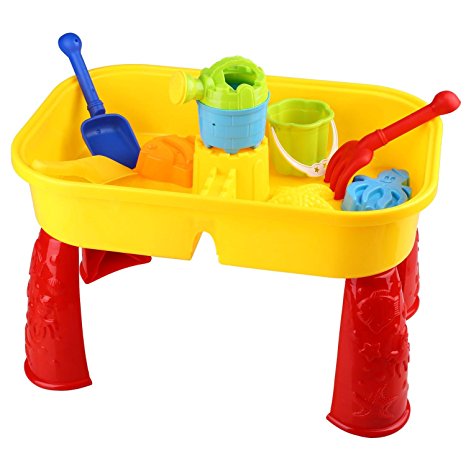 Peradix Sandbox Castle Sand and Water Table With Beach Play Set for Kids