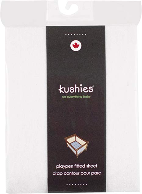 Kushies Pack N Play Playard Sheet, Soft 100% breathable cotton flannel, Made in Canada, White