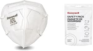 Honeywell DF300 N95 Flatfold Disposable Respirator- Box of 20, White with Honeywell Single-Item PPE Safety Pack with Adult Mask, Gloves & Wipes (RWS-50100)