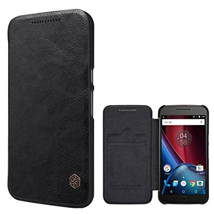 Moto G4 /G4 Plus Case, Starhemei Slim Retro Pu Folio/Flip Leather Back Case Cove For Motorola Moto G 4th Generation/Moto G Plus (2016) (Retro-Black)