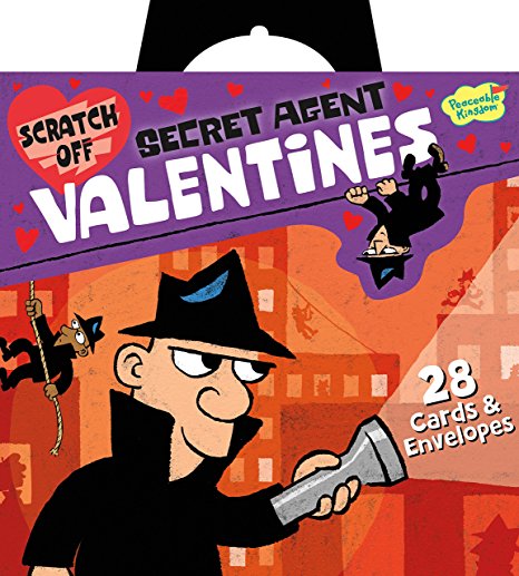 Peaceable Kingdom Secret Agent Scratch-Off 28 Card Super Valentine Pack