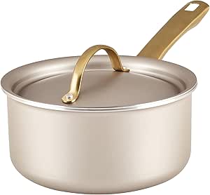 Farberware Radiant Nonstick Sauce Pan with Lid, Dishwasher Safe, 2 Quart, Champagne