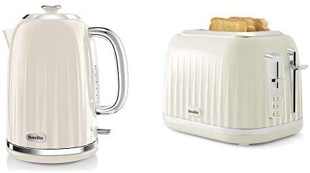 Breville Impressions Kettle & Toaster Set with 2 Slice Toaster & Electric Kettle (3 KW Fast Boil), Cream