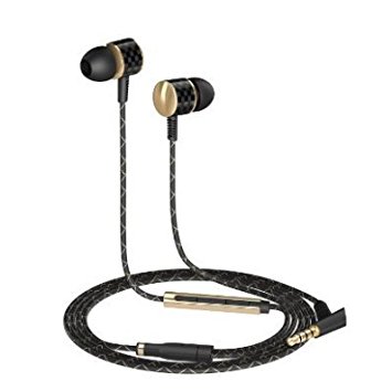 AUKEY Headphones, In-Ear Earbuds with Carbon Fiber Housing, Built-in Microphone and Remote for iPhone, Android Cell Phone, TV and More (EP-C6)