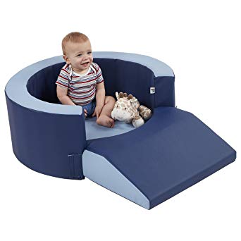 ECR4Kids SoftZone Lil Personal Space, Cozy Foam Retreat for Toddlers to Read, Snack & Relax, Navy/Powder Blue