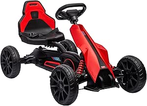 HOMCOM Children Pedal Go Kart, Kids Ride On Race with Adjustable Seat, Swing Axle, Shock Absorption EVA Tyres, Handbrake, for Ages 3-8 Years, Red