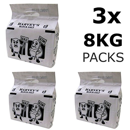 HARVEYS BLOCK SALT | 3x 8KG Packs | (2x 4KG) | Water Softener/Dishwasher | FCC Food Grade