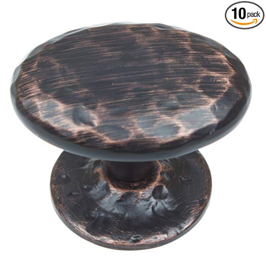 GlideRite Hardware 901631-ORB-10 Oval Hammered Cabinet Knobs with Base, 10 Pack, 1.625", Oil Rubbed Bronze