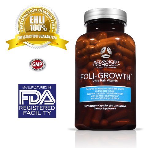 FoliGrowth Clinical Strength Hair Growth Vitamin - High Potency Biotin- 90 Capsules - for Men and Women