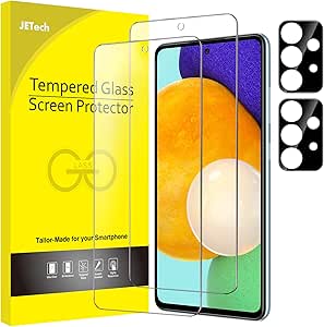 JETech Verre Trempé pour Samsung Galaxy A52 / A52 5G / A52s 5G avec Protecteur d'Objectif de Caméra, Film en Protection Écran, HD Transparent, 2 Pièces Chacun