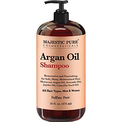 Majestic Pure Argan Oil Shampoo - Vitamin Enriched Gentle Hair Restoration Formula for Daily Use, Sulfate Free, Moroccan Oil & Potent Natural Ingredients, for Men and Women 16 fl. oz.