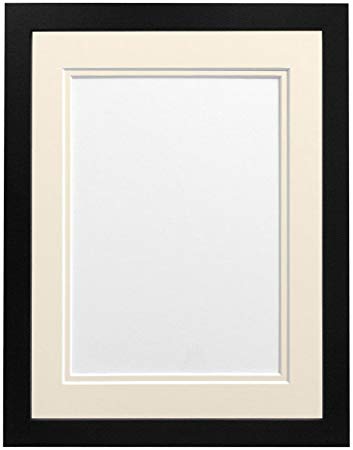 FRAMES BY POST H7 Picture, Photo and Poster Frame, Wood with Plastic Glass, Black with Ivory Double Mount, 30 x 20 Inch Image Size A2