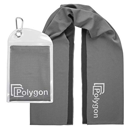 Polygon Cooling Towel, Microfiber Ice Sports Towel, Instant Chilling Neck Wrap for Sports, Workout, Running, Hiking, Fitness, Gym, Yoga, Pilates, Travel, Camping & More, Gray