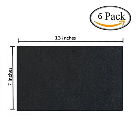 6 Pieces Leather Patch, Adhesive Backing leather seat patch for Repair Sofa, Car Seat, Jackets, Handbag, 13 by 7 Inch, Black