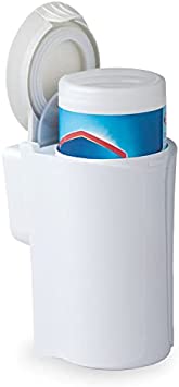 Disinfectant Wipes Dispenser by Everyday Solutions - Hides Unsightly Wipes Container - Counter or Wall Mount - Air Tight - Holds 75 Count Containers of Wipes - Easy to Open